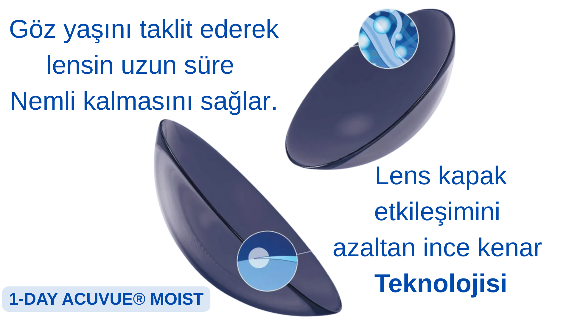 1-DAY ACUVUE MOIST Etafilcon A ve LACREON teknolojisi