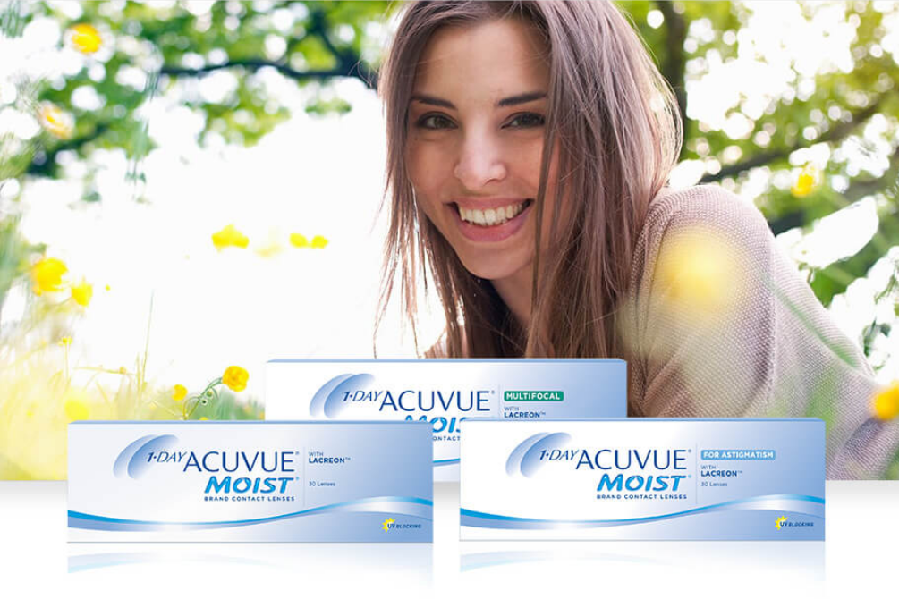 ACUVUE MOIST ürün ailesi sferik astigmat multifocal günlük lensler